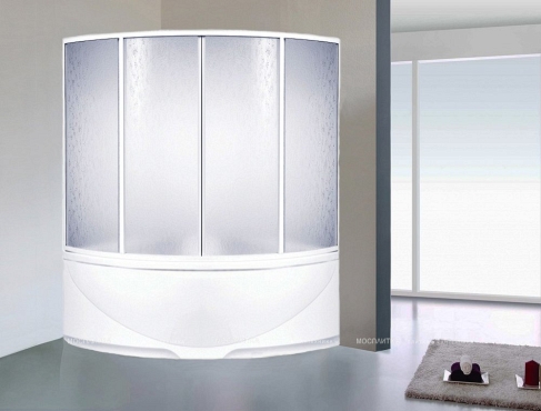 Душевая шторка на ванну Bas Ирис Империал 150х145 ШТ00028 профиль белый, стекло рифленое - 4 изображение