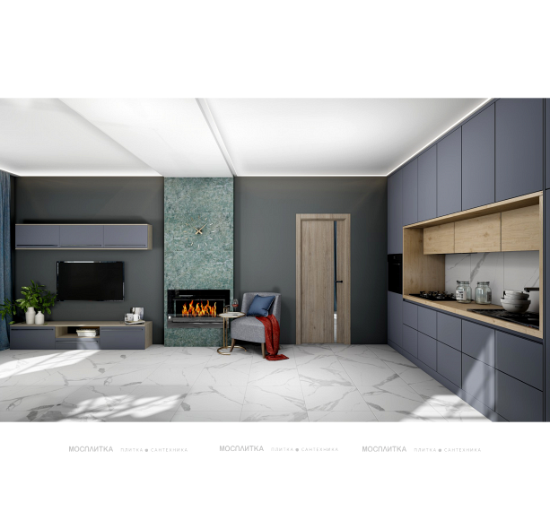 Дизайн Кухня-гостиная в стиле Современный в сером цвете №12974 - 6 изображение