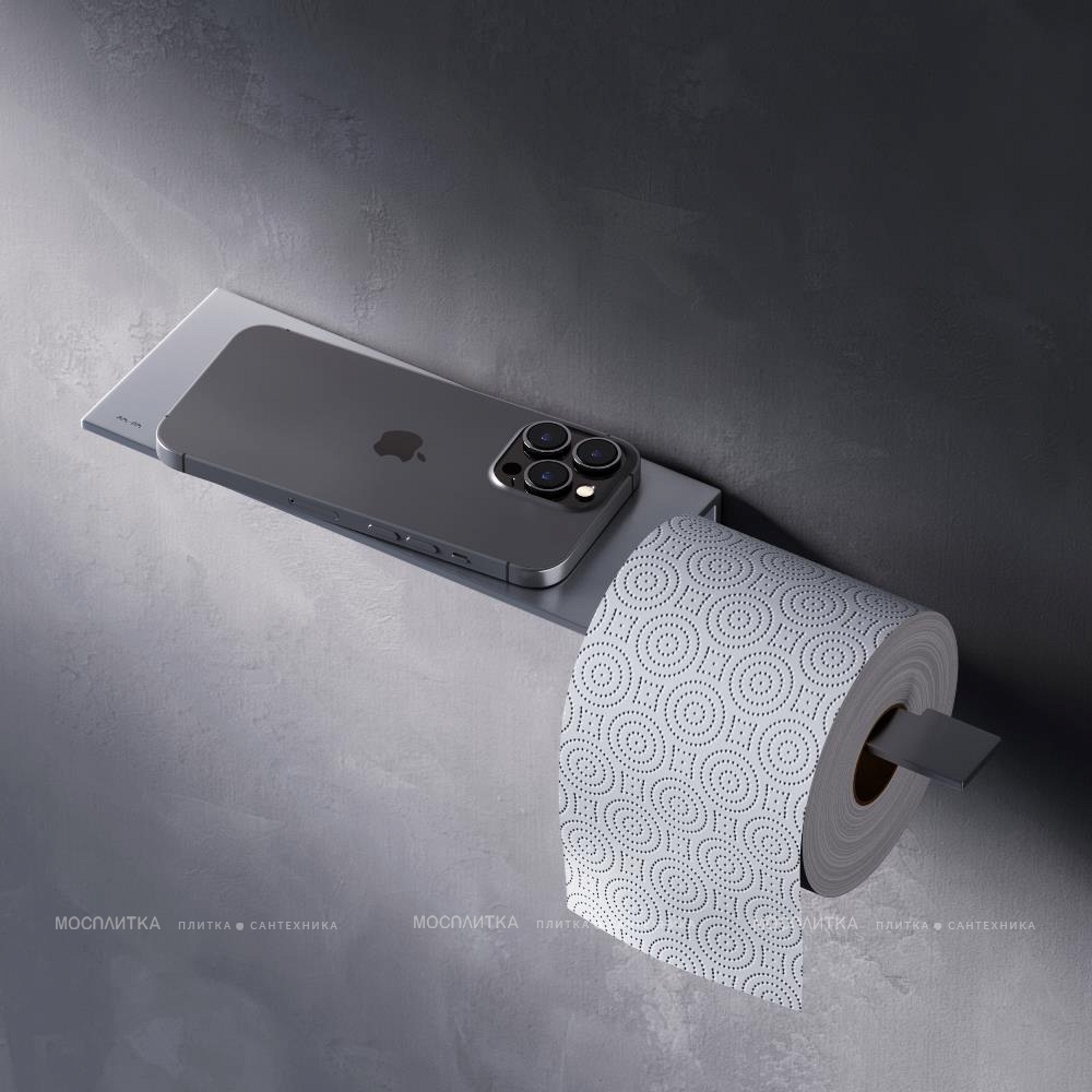 Держатель туалетной бумаги Am.Pm Sense L A7454300 с полкой для телефона, серый матовый - изображение 2