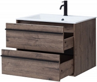 Комплект мебели для ванной Aquanet Lino 70 см, черная, коричневая