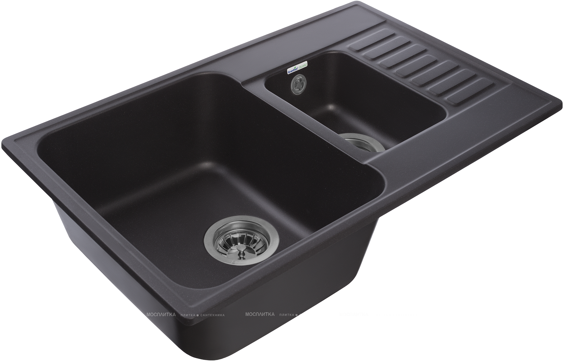 Кухонная мойка GranFest Quarz 73,7, прямоугольная, цвет черный - изображение 2