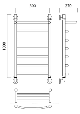 Полотенцесушитель водяной Aquanerzh лесенка дуга с полкой 100x50 - 2 изображение