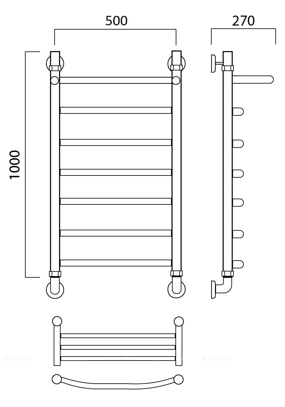 Полотенцесушитель водяной Aquanerzh лесенка дуга с полкой 100x50 - изображение 2