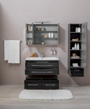 Комплект мебели для ванной Aquanet Верона 100 черный подвесной 2 ящика - 12 изображение