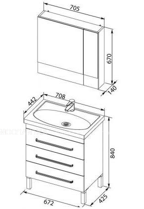 Комплект мебели для ванной Aquanet Сиена 70 напольная белый - изображение 14