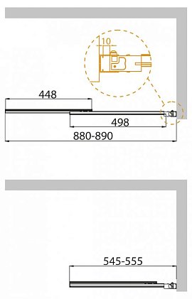 Шторка на ванну Cezares SLIDER-VF-11-90/150-P-Cr, профиль хром стекло рифленое 90см