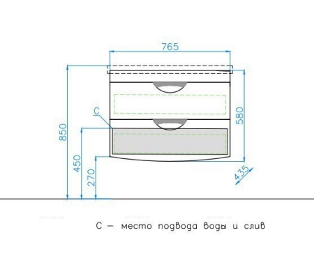 Тумба под раковину Style Line Жасмин-2 80 ЛС-000010037 подвесная белая 2 ящика - 5 изображение