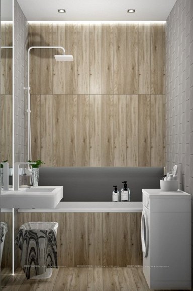 Дизайн Ванная в стиле Современный в коричневом цвете №12379 - 5 изображение