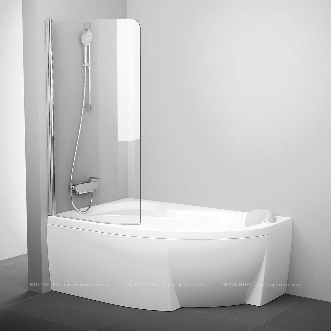 Шторка на ванну Ravak CVSK1 ROSA 160/170 L блестящая+ транспарент, серый - изображение 2