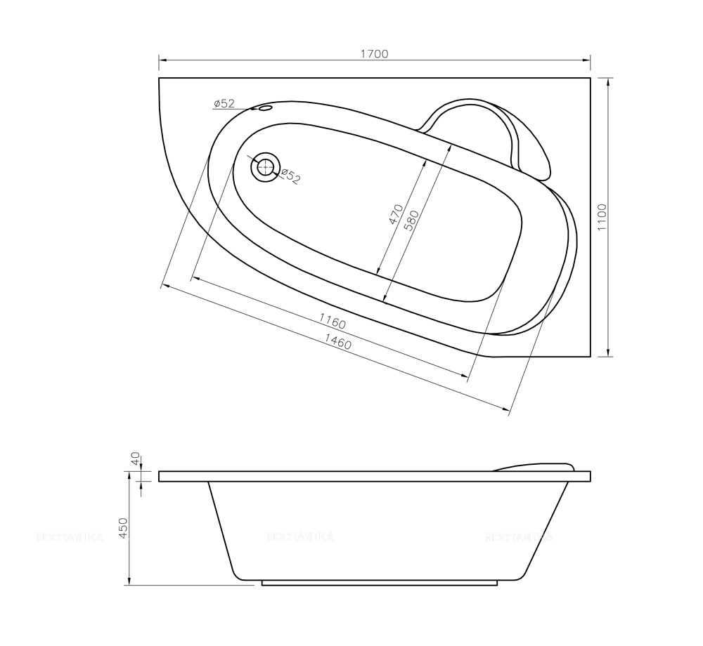 Акриловая ванна Lavinia Boho Bell Pro, 170x110 см. левая, 360950A0 - изображение 5
