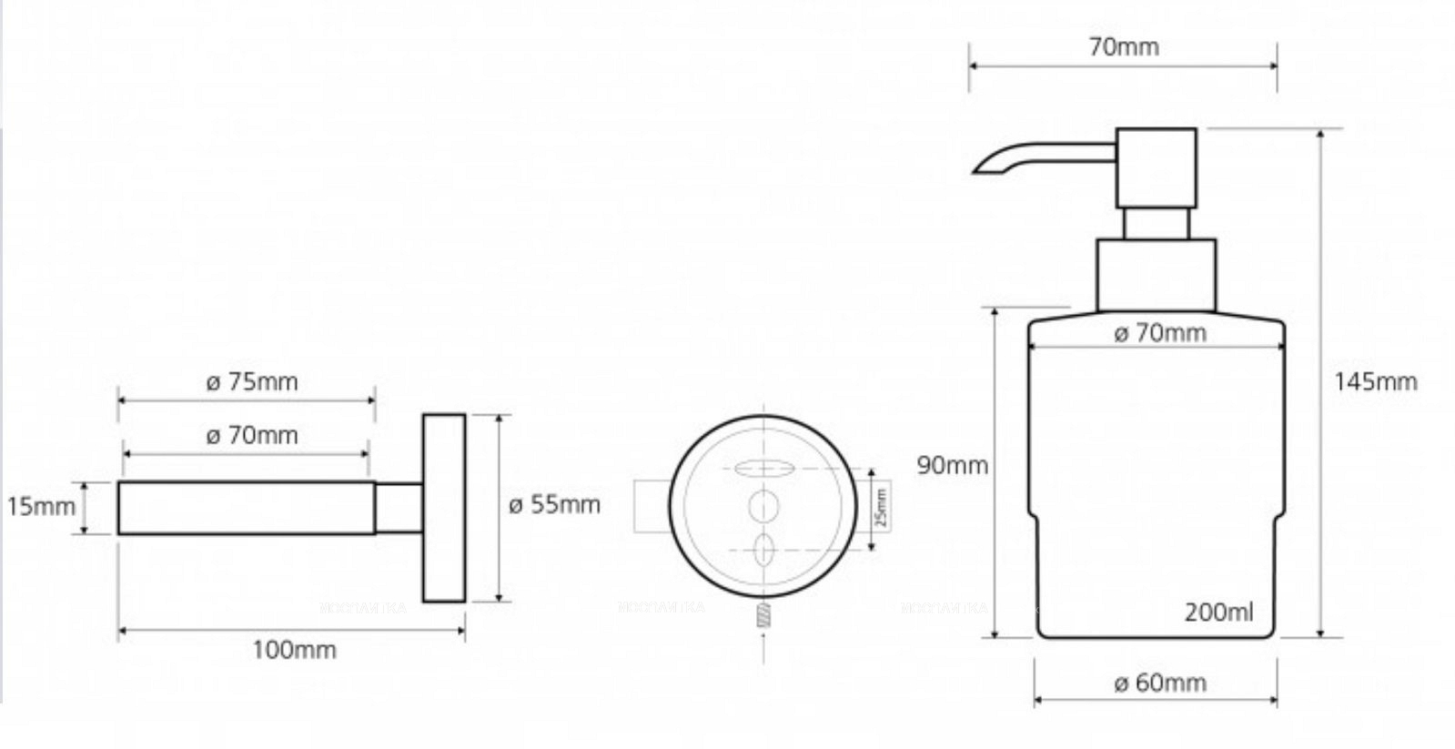 Дозатор жидкого мыла Bemeta Neo 104109115 7.5 x 10 x 14.5 см настенный, хром матовый - изображение 2