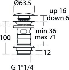 Нажимной донный клапан для раковины Ideal Standard E1482XG - изображение 2