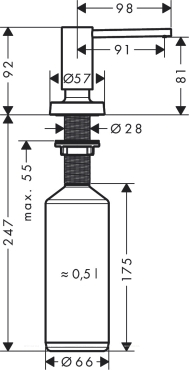 Дозатор для жидкого мыла Hansgrohe A51 40448670 матовый черный - 2 изображение