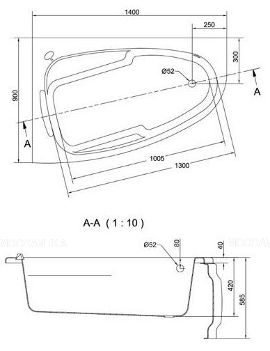 Акриловая ванна Cersanit Joanna 140х90 левая - изображение 4