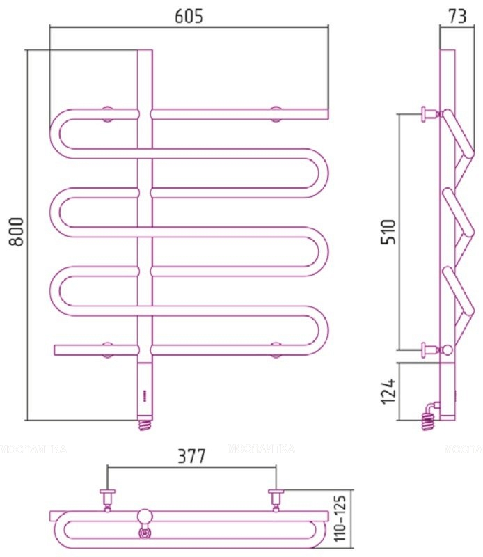 Полотенцесушитель электрический Сунержа Эпатаж 2.0 80х60 см 00-0550-8060 без покрытия - изображение 6