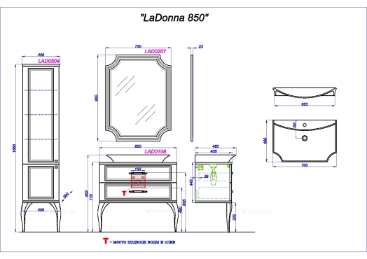 Панель с зеркалом Aqwella LaDonna, белый - 3 изображение