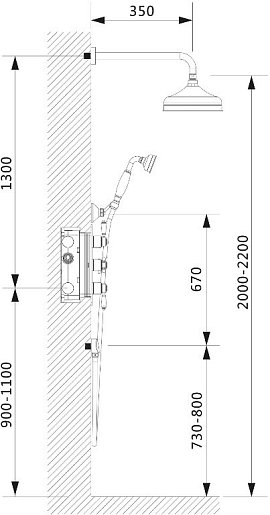Душевой комплект Timo Nelson SX-1390/00SM chrome, 2-х режимная, с термостатом, хром