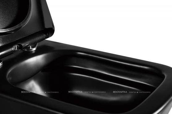 Унитаз подвесной безободковый Abber Rechteck AC1200MB с крышкой-сиденьем микролифт, матовый черный - 6 изображение