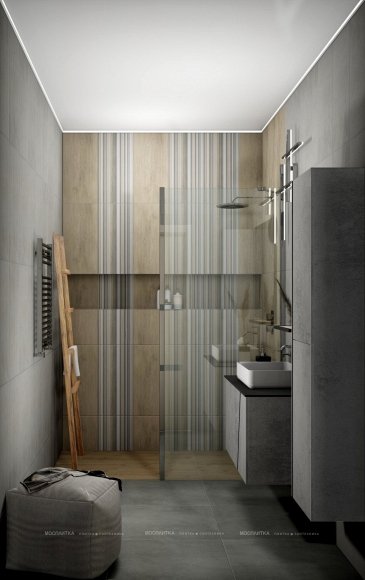 Дизайн Ванная в стиле Современный в сером цвете №12694 - 7 изображение
