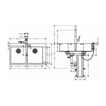 Кухонная мойка с встроенным смесителем Hansgrohe C71-F765-05 43211800, под сталь - 2 изображение