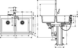 Кухонная мойка с встроенным смесителем Hansgrohe C51-F770-05 43216000, черный