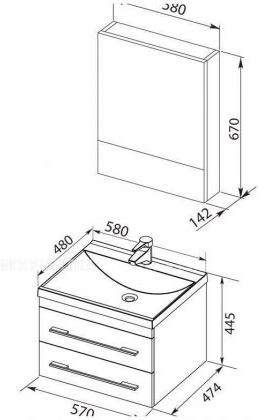 Комплект мебели для ванной Aquanet Верона 58 New белый подвесной - изображение 9