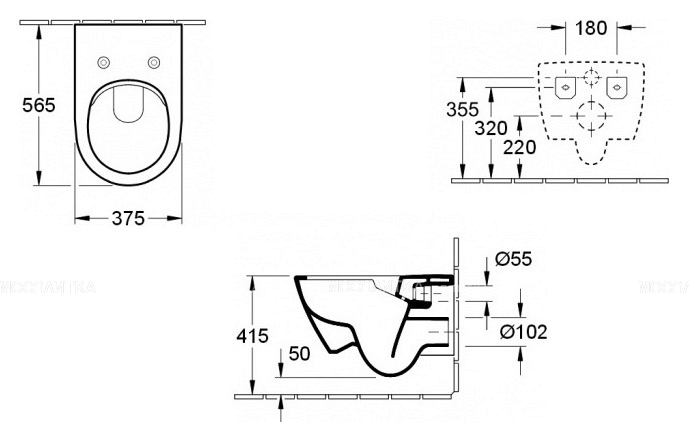 Комплект подвесной безободковый унитаз Villeroy & Boch Subway 2.0 5614R201 alpin с тонким сиденьем микролифт + инсталляция Am.Pm Pro I012704 - изображение 13