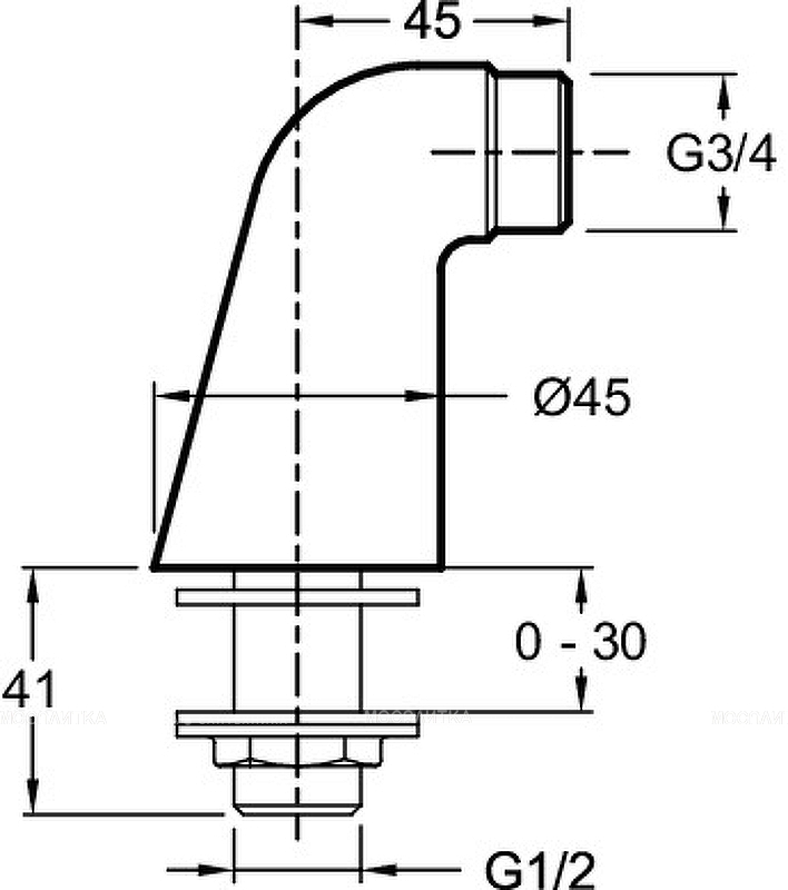 Коленное соединение для смесителя Jacob Delafon E75456-CP Хром - изображение 2