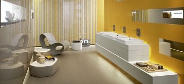 Желтая плитка: оригинальные идеи для ванной комнаты