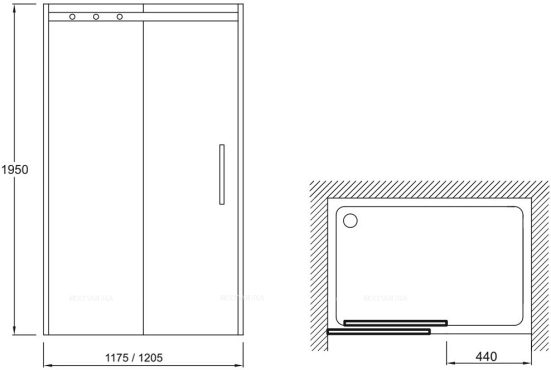 Душевая дверь Jacob Delafon Contra 120х195 см E22C120-GA профиль хром, стекло прозрачное - 2 изображение