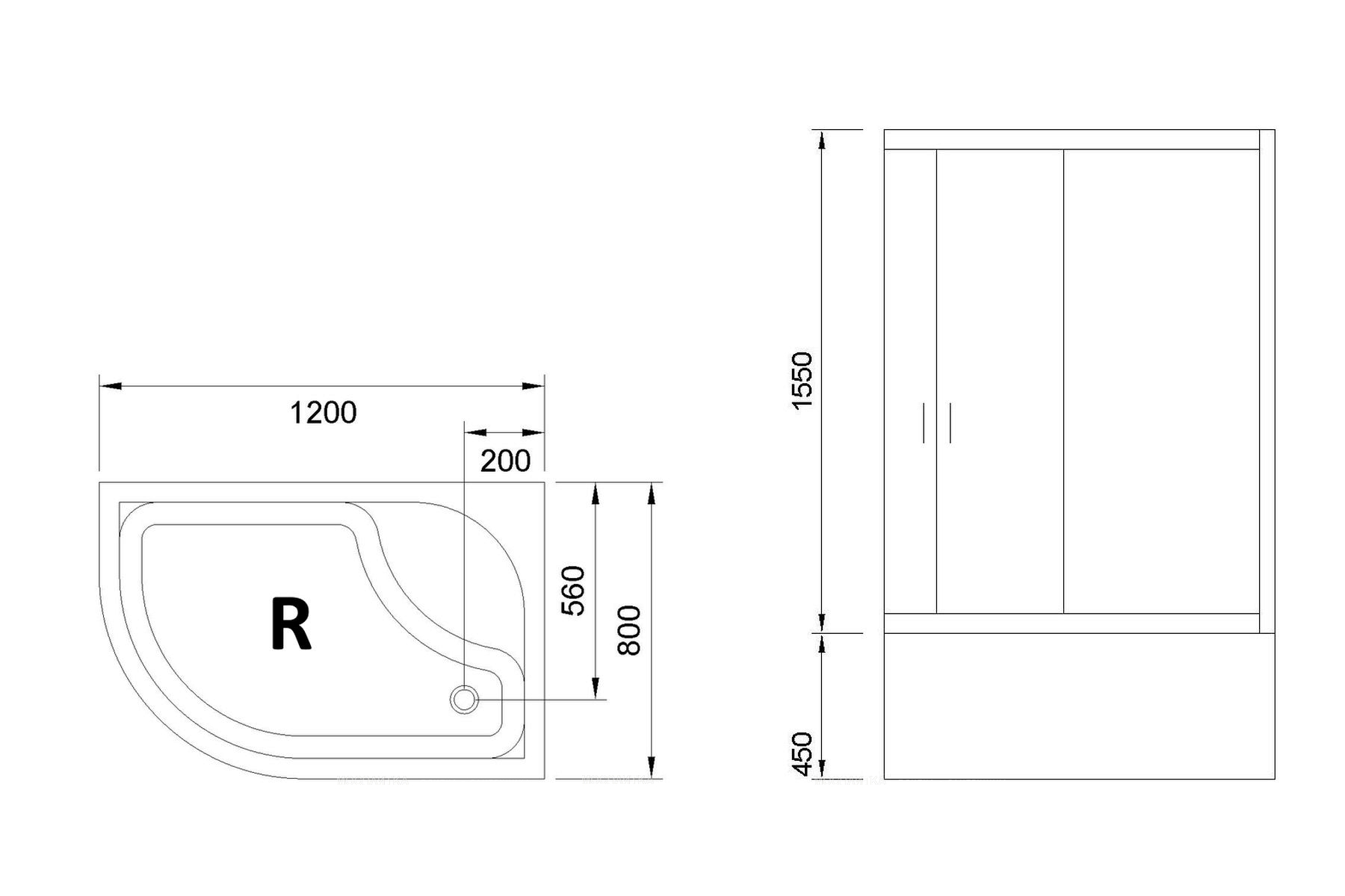 Душевой уголок Royal Bath 8120BK-C матовое правый - изображение 7