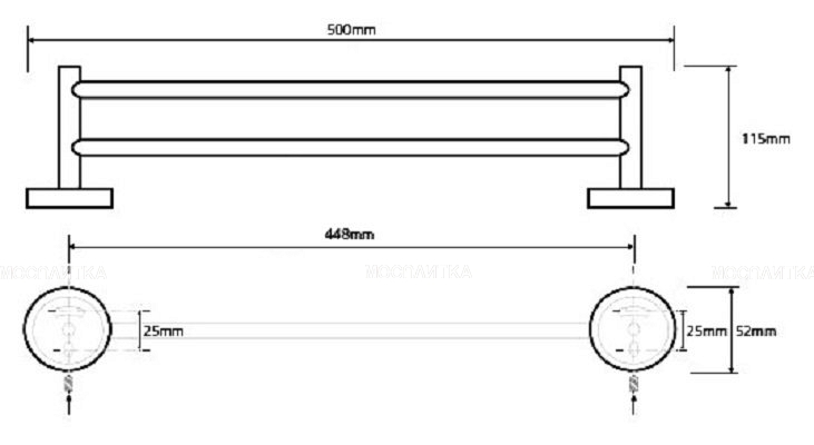 Полотенцедержатель двойной Bemeta Trend-i 104104058 50 x 11.5 x 5.2 см, хром, белый - изображение 2