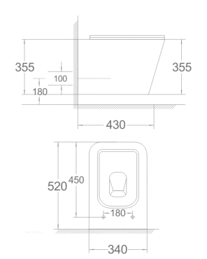 Унитаз подвесной безободковый Agger AT04100 с крышкой-сиденьем микролифт, белый - 11 изображение
