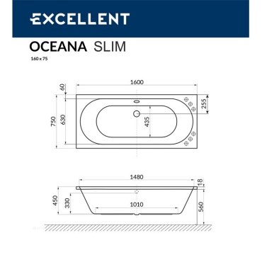 Акриловая ванна Excellent Oceana Slim 160x75 WAEX.OCE16WHS - 9 изображение