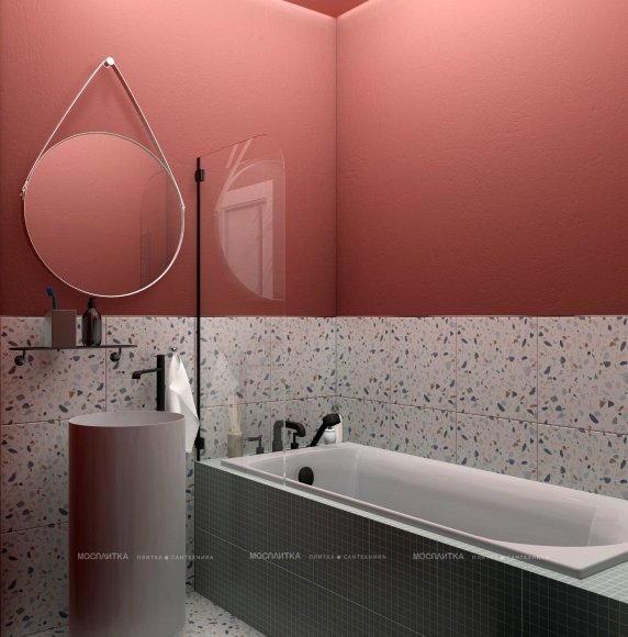 Дизайн Ванная в стиле Современный в розовым цвете №12348 - 3 изображение