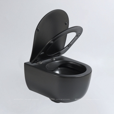 Унитаз подвесной Vincea Evo VT1-34SMB безободковый, черный матовое, ультратонкое soft-close сиденье - 4 изображение