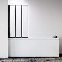 Шторка на ванну Veconi Palau PL-73BL, 120x150, черный, стекло прозрачное1