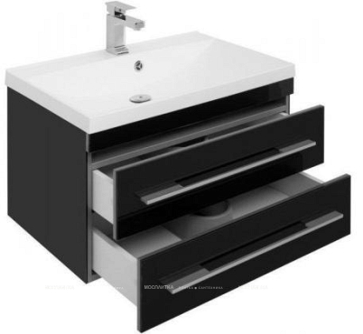 Комплект мебели для ванной Aquanet Верона 75 New черный зеркало камерино - 6 изображение