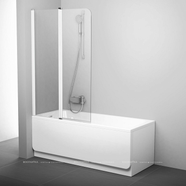 Шторка на ванну Ravak CVS2-100 L+ прозрачное стекло, белый - 2 изображение