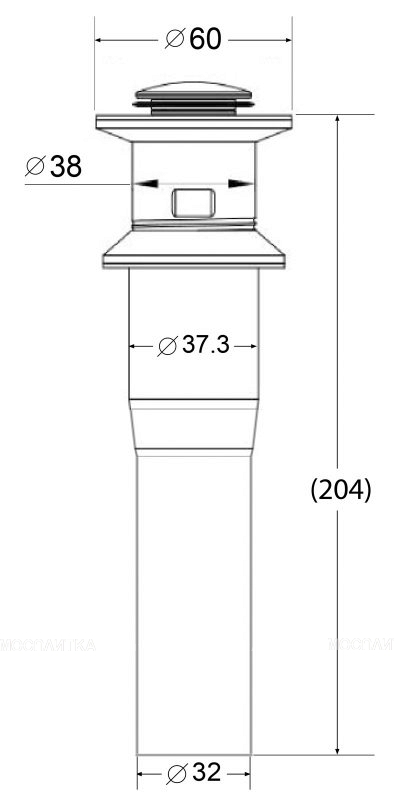 Донный клапан для накладных раковины BelBagno BB-PCU-02-IN, нержавеющая сталь - изображение 2