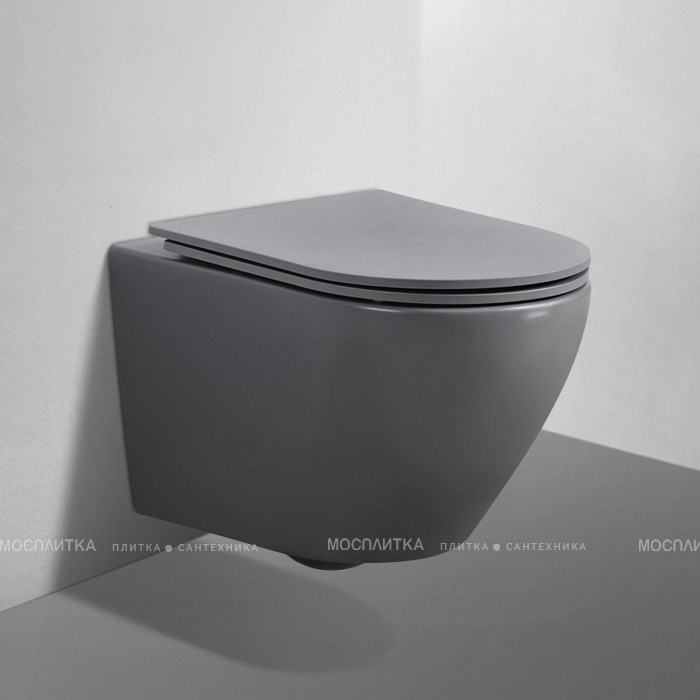 Унитаз Abber Bequem AC1101MG подвесной серый матовый, безободковый - изображение 2