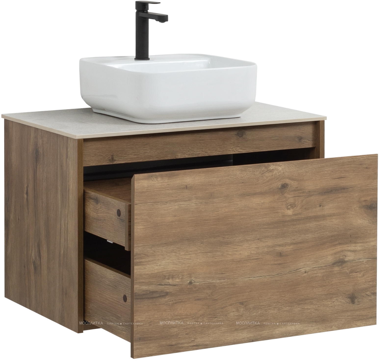 Комплект мебели для ванной Aquanet Nova Lite 75 см 249514, 1 ящик, коричневый - изображение 4