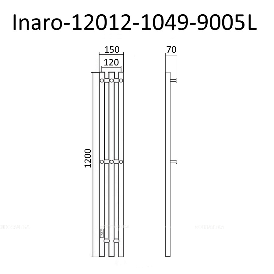 Полотенцесушитель электрический Маргроид Inaro 120х15 см Inaro-12012-1049-9005L матовый черный - изображение 6