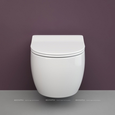 Комплект подвесной безободковый унитаз Ceramica Nova Play Rimless CN3001 37 x 49 x 34 см с сиденьем Soft Close + инсталляция Geberit Delta 458.163.21.1 с панелью смыва, хром глянцевый - 4 изображение