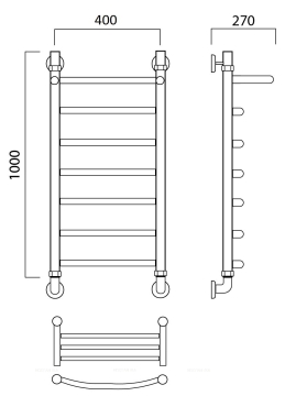 Полотенцесушитель водяной Aquanerzh лесенка дуга с полкой 100x40 - 2 изображение