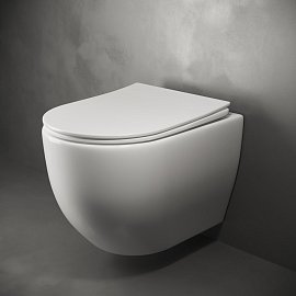 Комплект подвесной безободковый унитаз Ceramica Nova Mia Rimless CN1805 с ультра-тонким сиденьем SoftClose  +  инсталляция Am.Pm ProC I012707