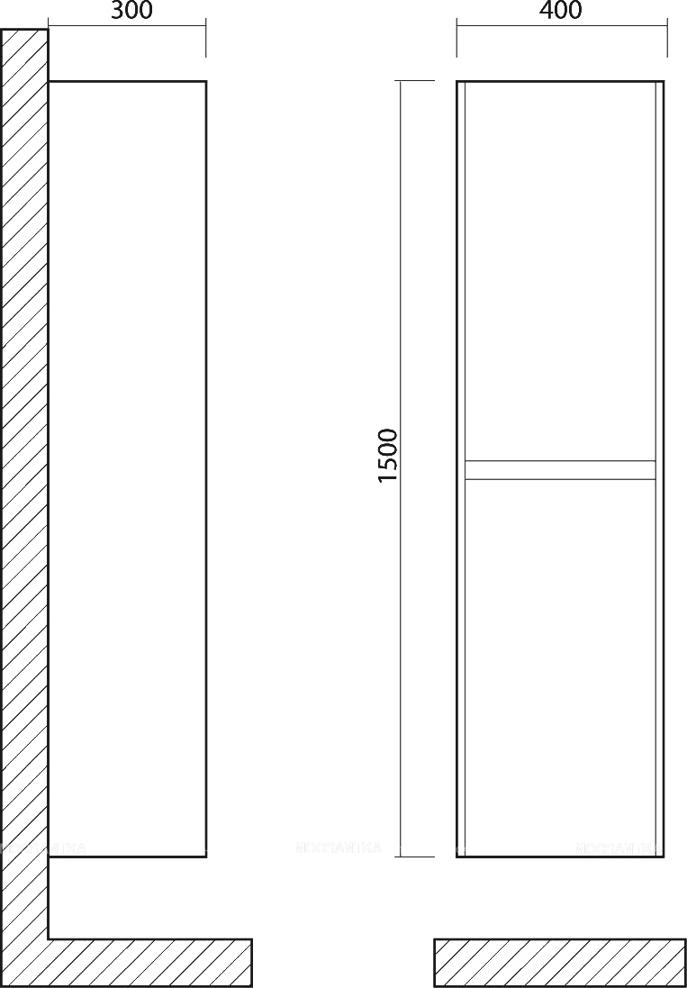 Шкаф-пенал Art&Max Family 40 см Family-1500-2A-SO-PB pino bianco - изображение 5