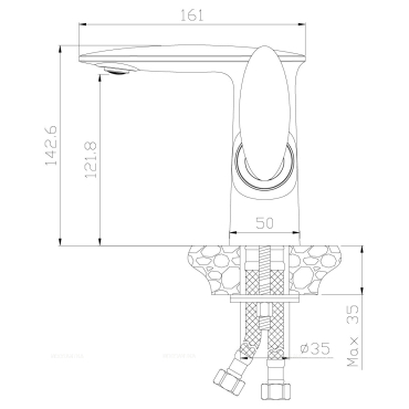 Смеситель для раковины Rossinka RS30-11B с донным клапаном - 2 изображение