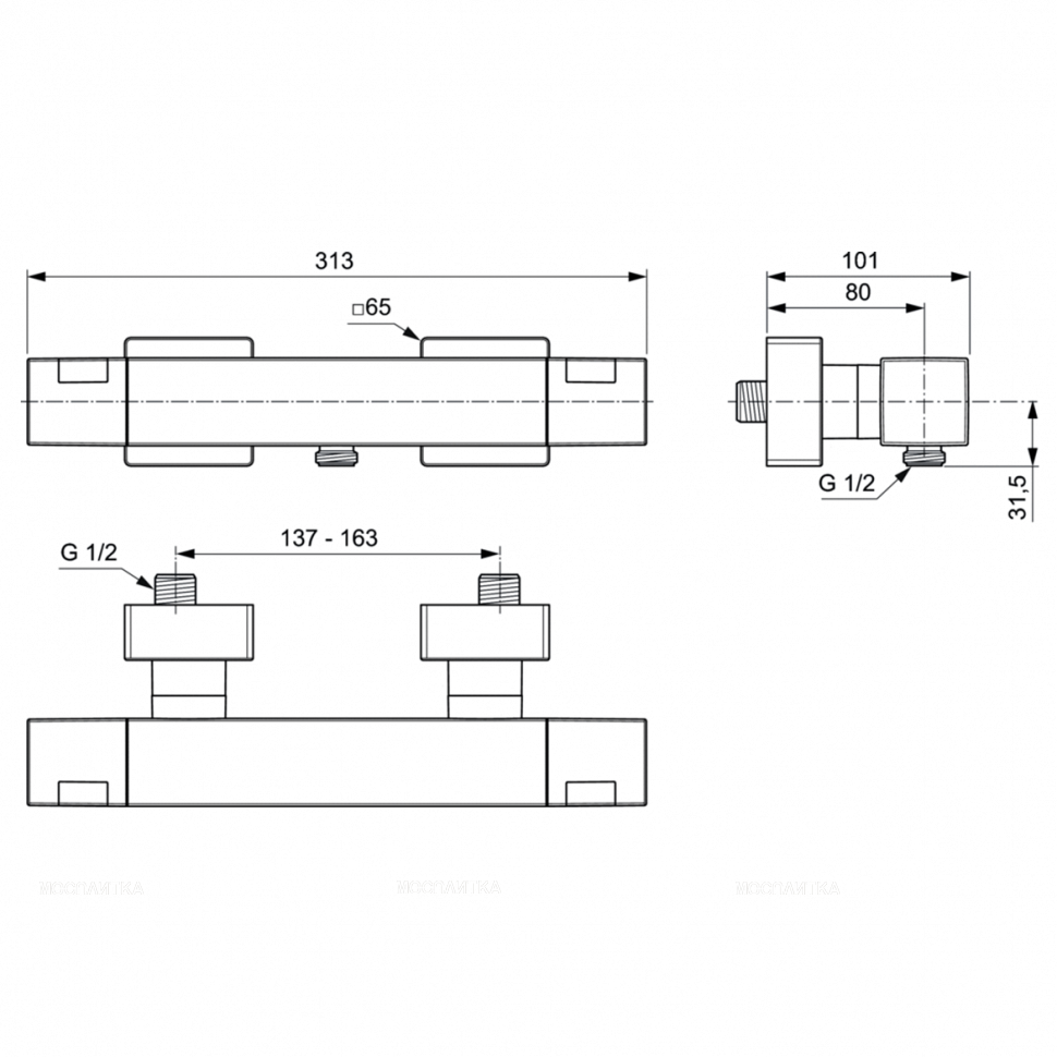 Настенный термостатический смеситель для душа Ideal Standard CERATHERM C100 A7533AA - изображение 2