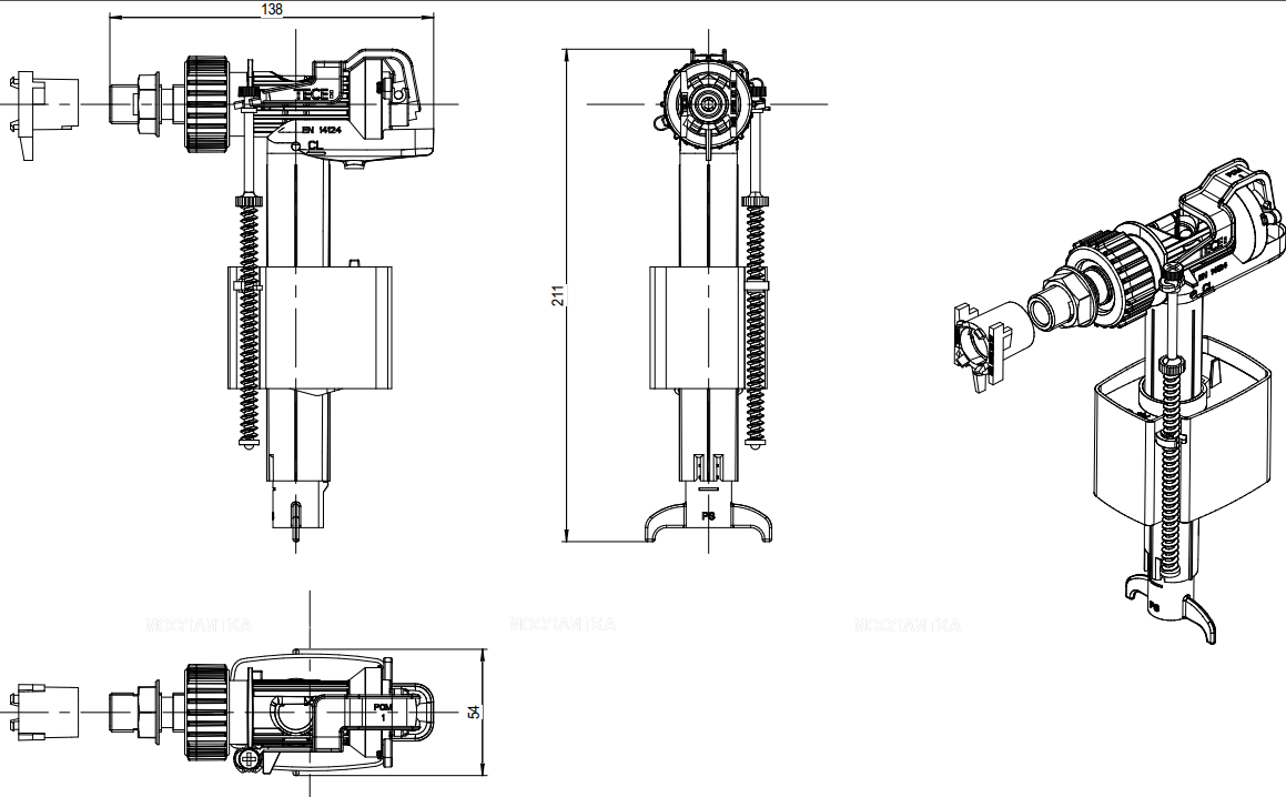 Заливной клапан F10 TECE Profil универсальный, 9820353 - изображение 4